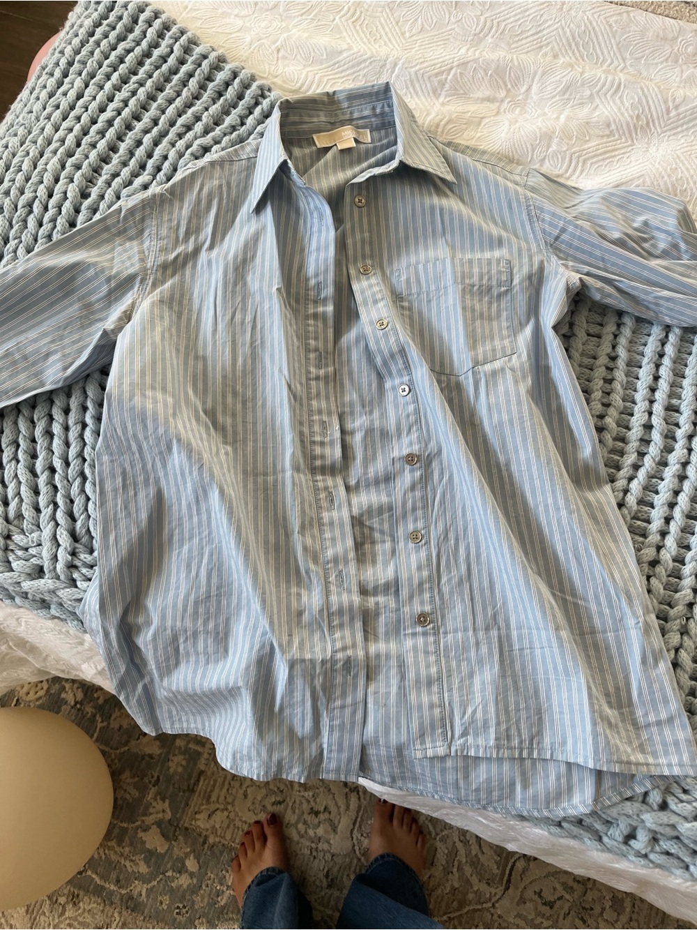 MICHAEL Michael Kors Light Blue & White Striped Button-Down Shirt